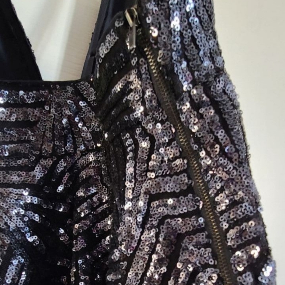 Sequin Black Adjustable Spaghetti Strap Cami NWT - image 4